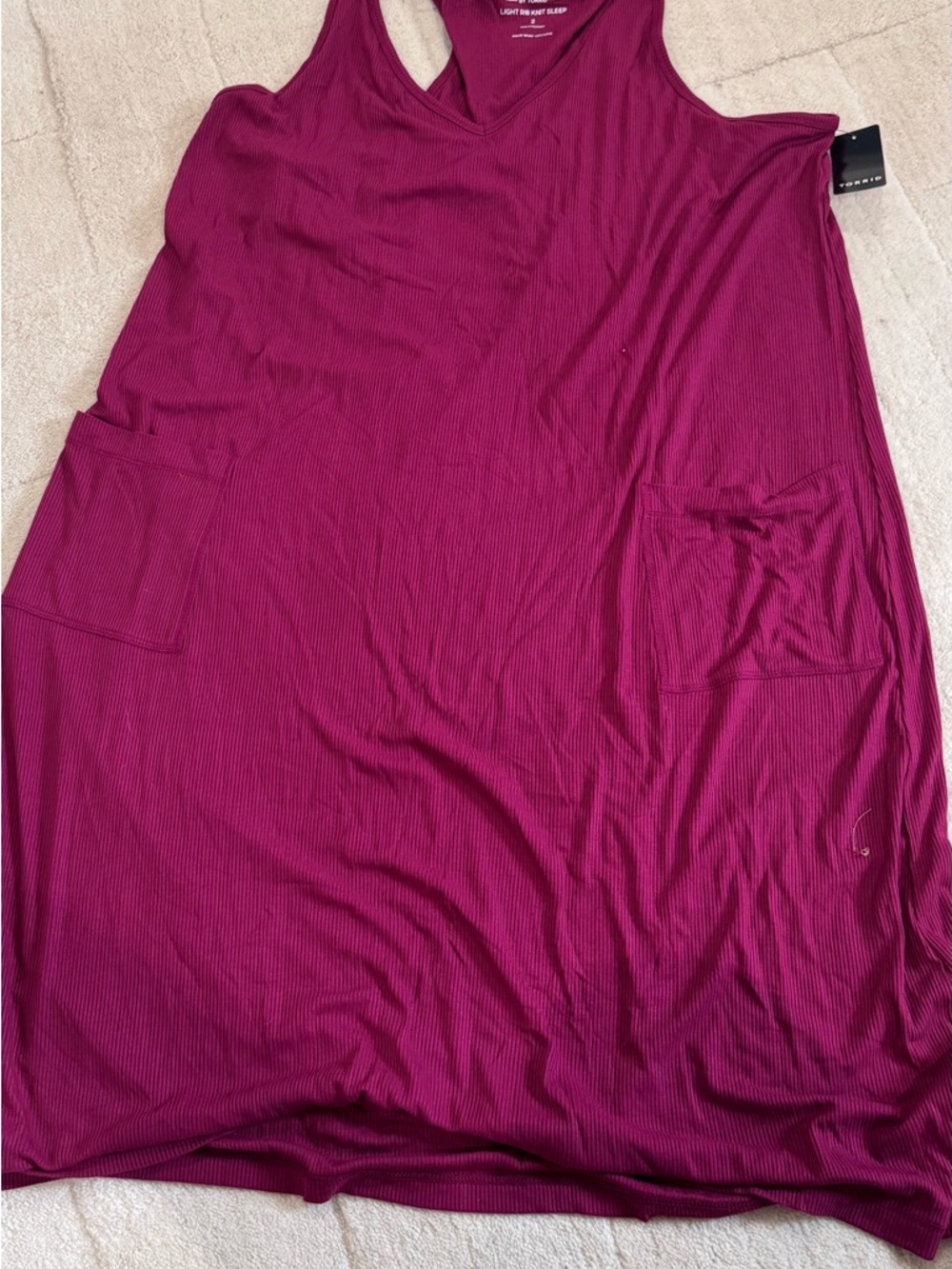torrid Ribbed A-Line Pocket Skirt Dress in Deep Berry with pockets